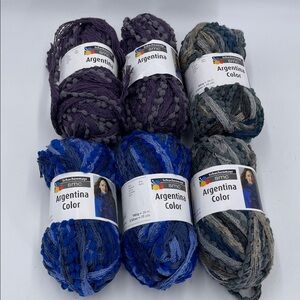 Argentina Color Yarn Collection - Violet, Azure, Slate Bundle of 6